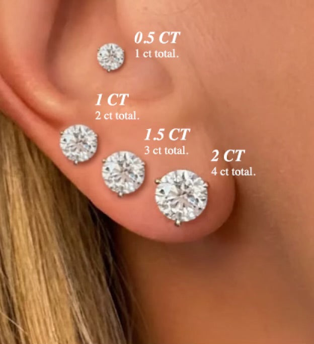 Lab-Grown Diamond Round Solitaire Stud Earrings