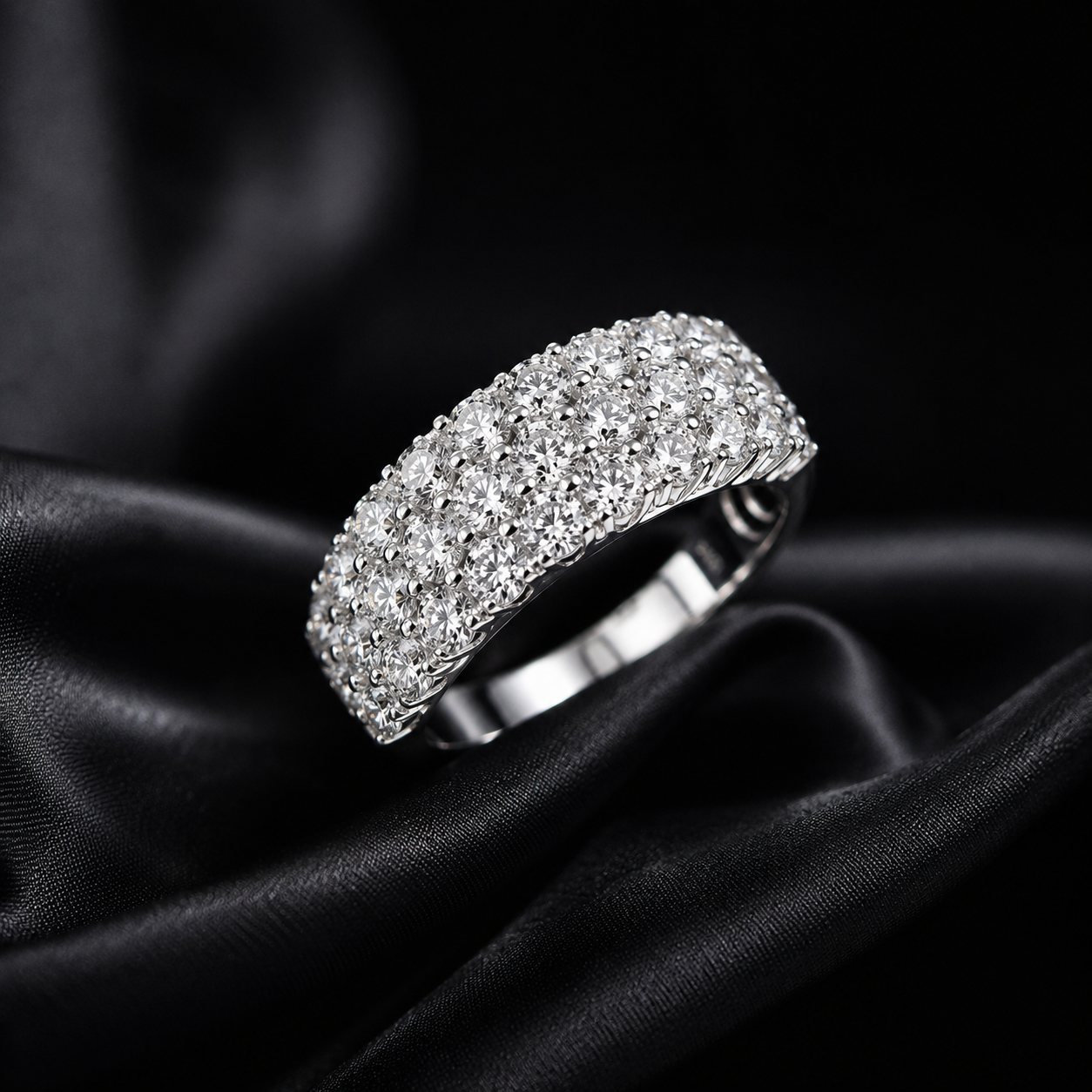 Silver 3 carat total pave' diamond ring