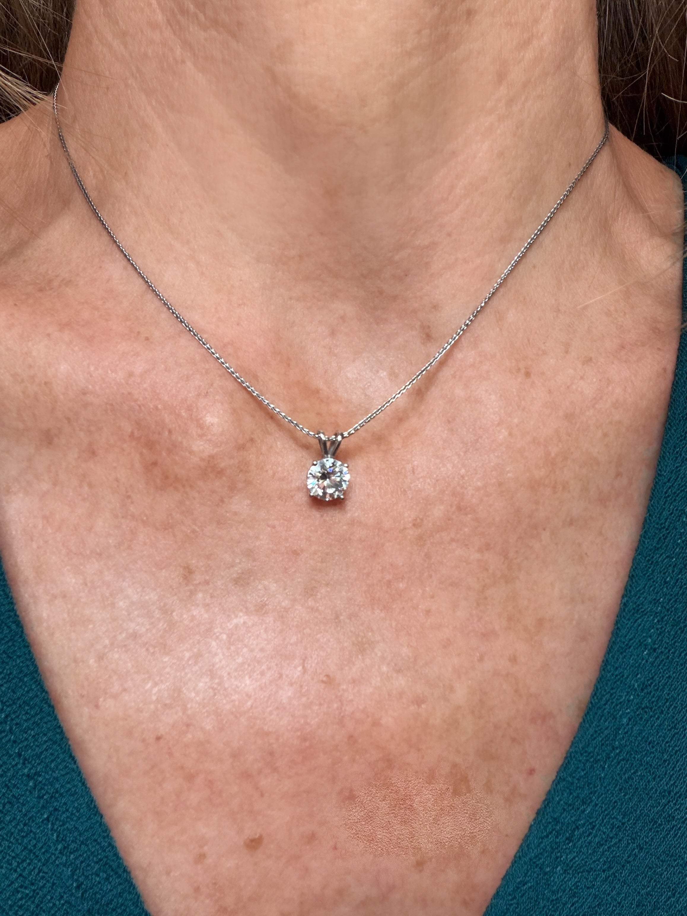 Round Lab-Grown Diamond Split Bail Solitaire Sliding Pendant (Pendant Only)