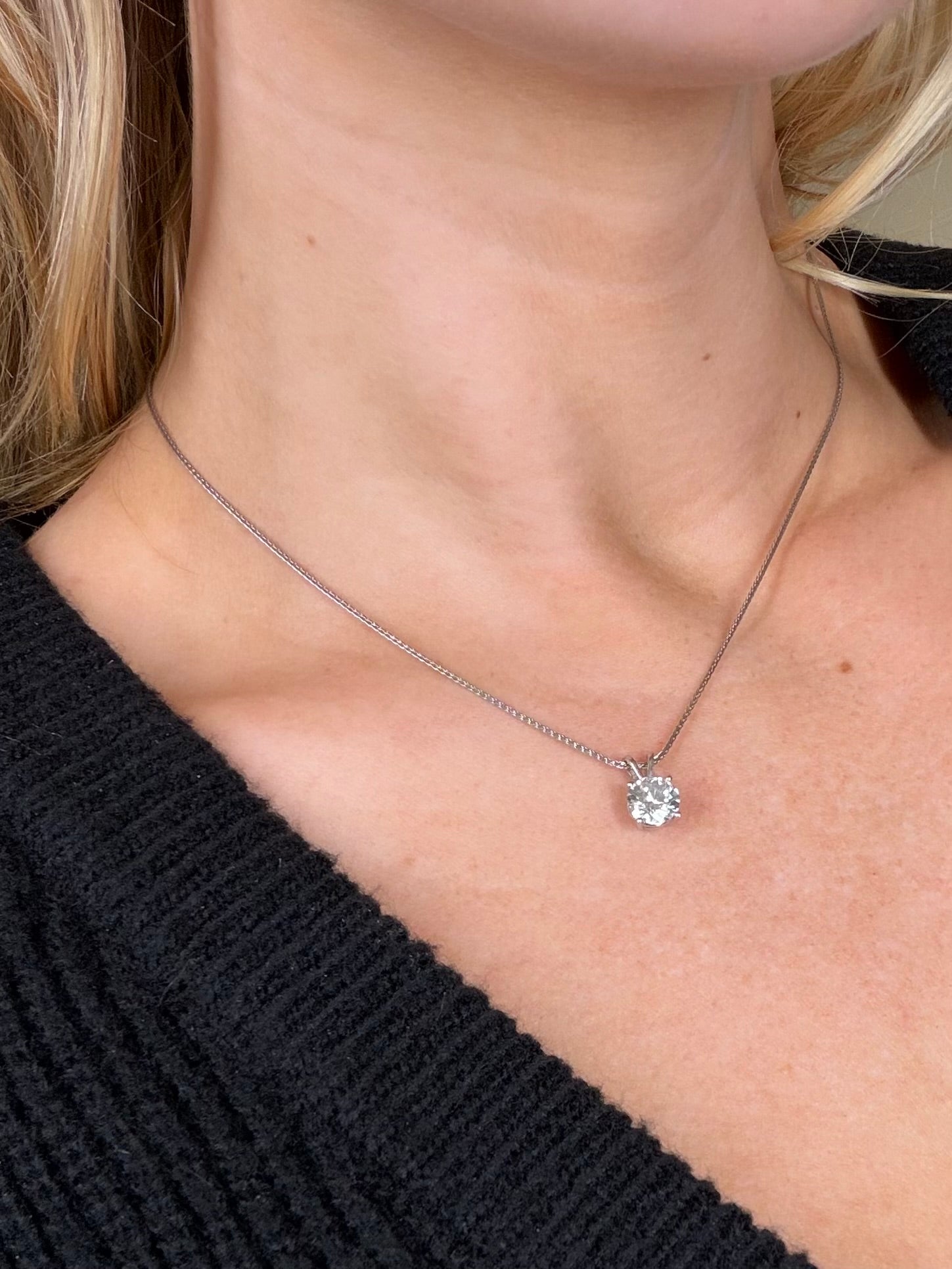 Round Lab-Grown Diamond Split Bail Solitaire Sliding Pendant (Pendant Only)