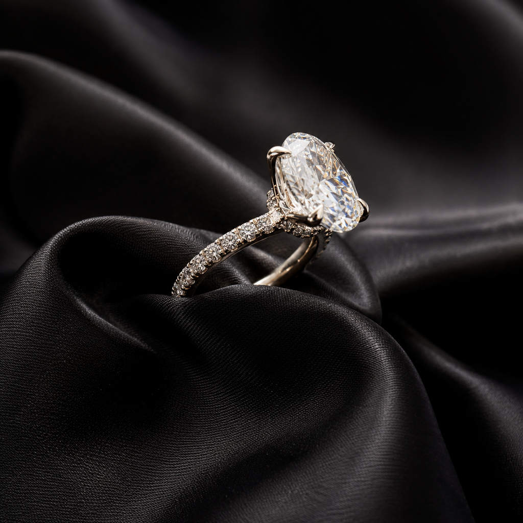 Engagement Lab-Grown Diamond Rings with Hidden Halo