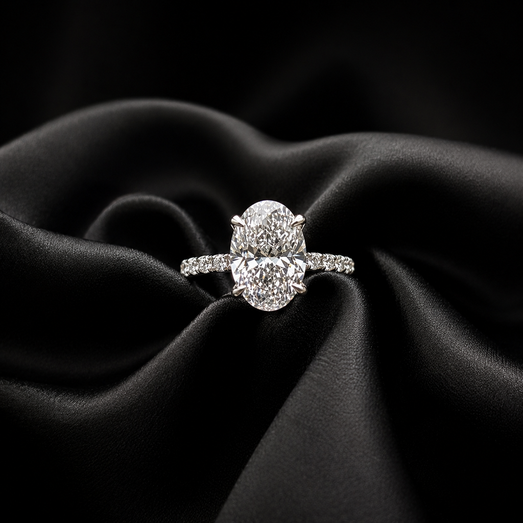 Engagement Lab-Grown Diamond Rings with Hidden Halo