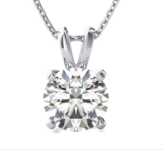 Round Lab-Grown Diamond Split Bail Solitaire Sliding Pendant (Pendant Only)