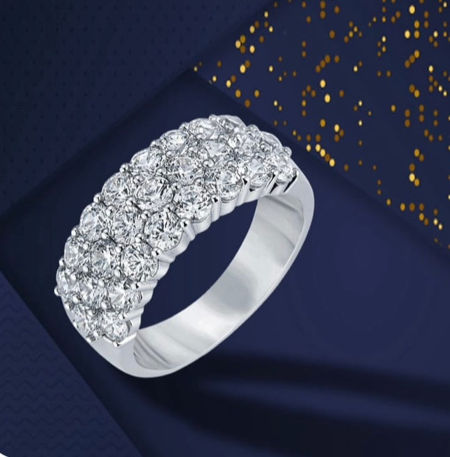 Three Row Pave' Lab-Grown Diamond Fashion Ring
