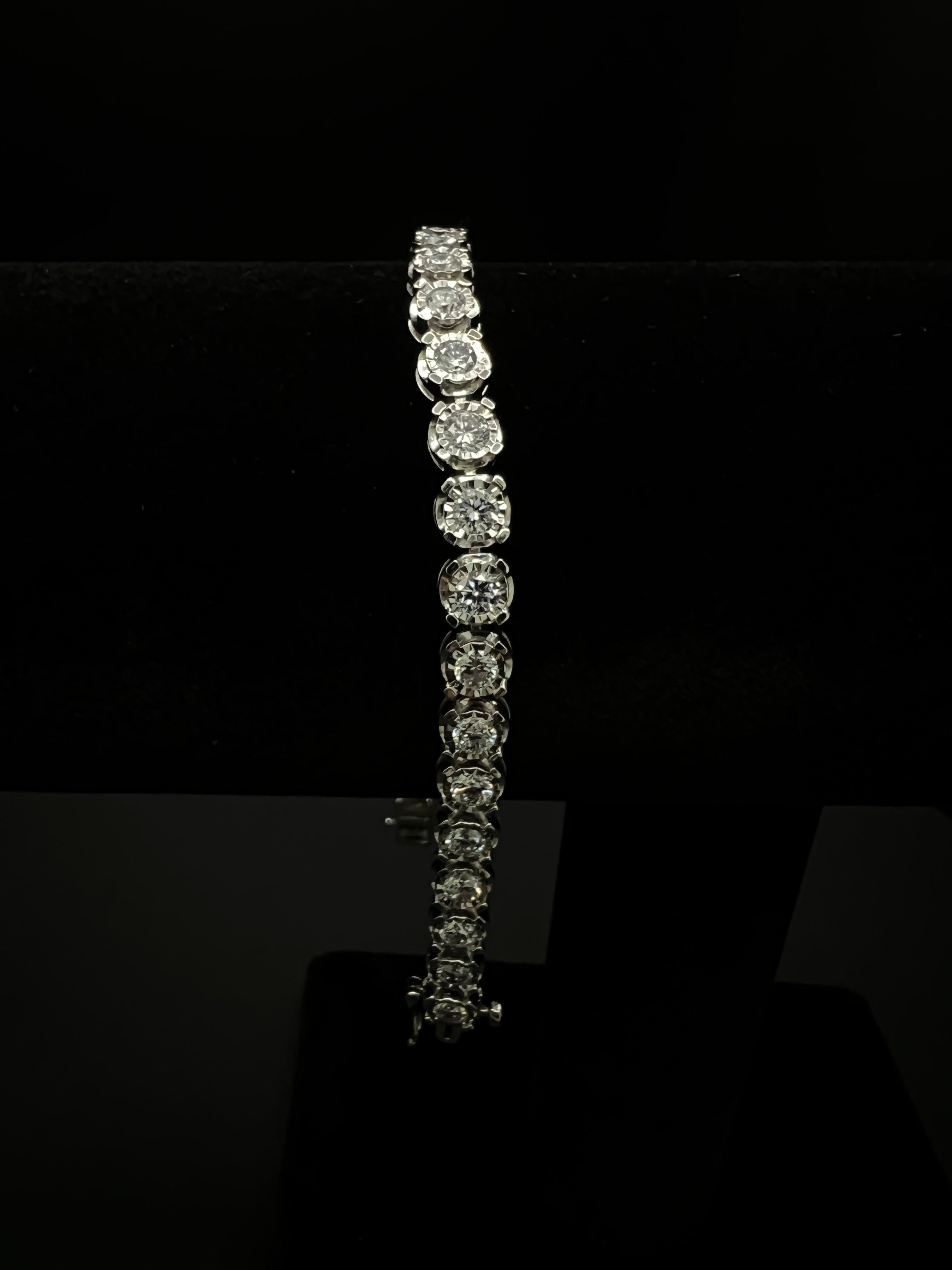 Silver Bracelet Illusion setting   5 ctw