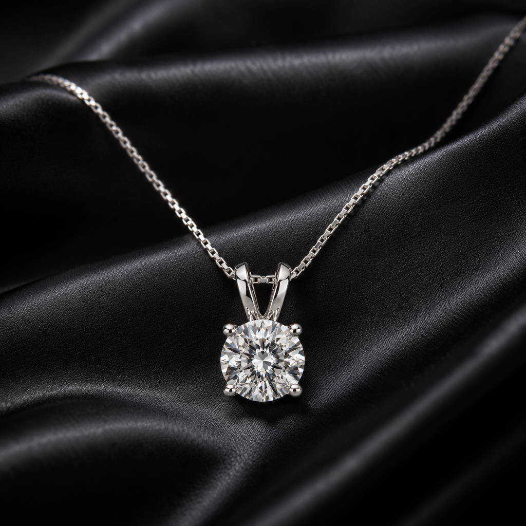 Round Lab-Grown Diamond Split Bail Solitaire Sliding Pendant (Pendant Only)