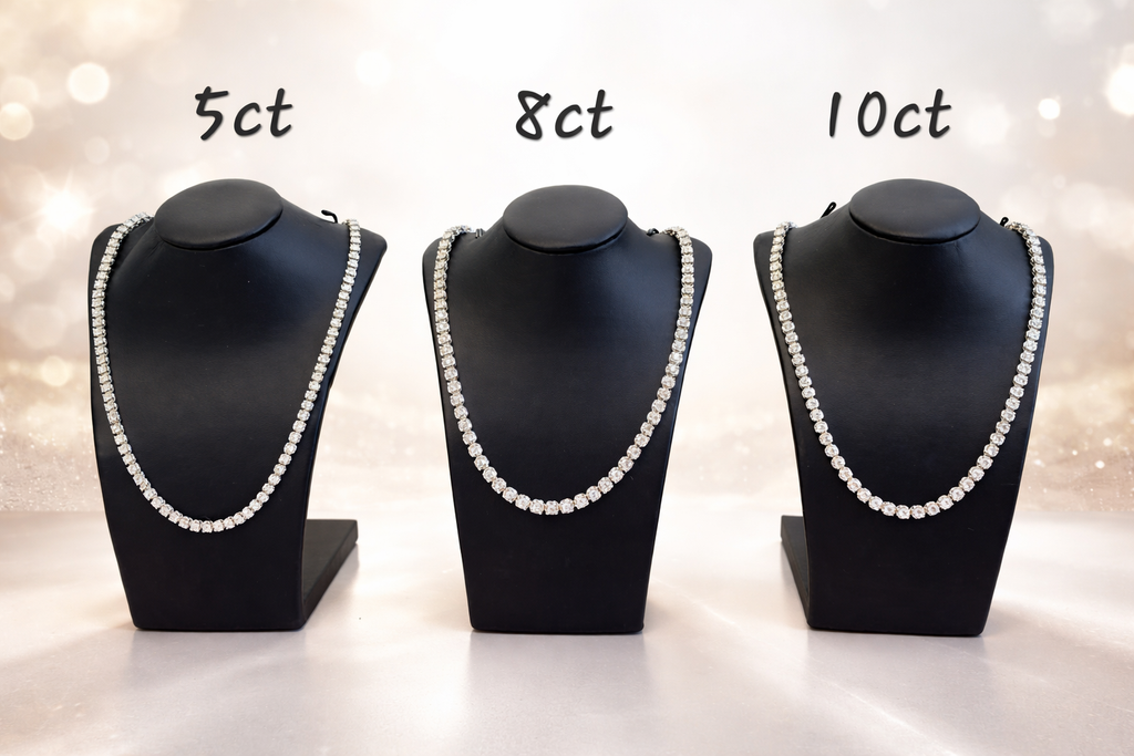 Tennis Necklace Illusion Setting 8 CTW and 10 CTW
