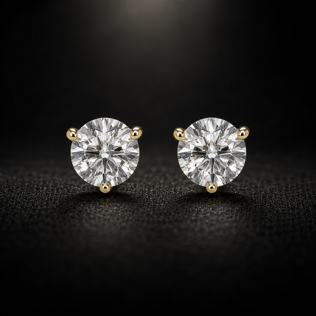 Lab-Grown Diamond Round Solitaire Stud Earrings